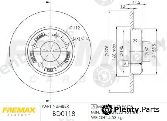  FREMAX part BD-0118 (BD0118) Brake Disc