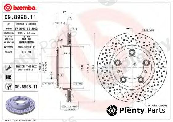  BREMBO part 09.8998.11 (09899811) Brake Disc