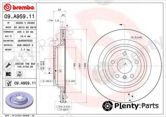  BREMBO part 09.A959.11 (09A95911) Brake Disc