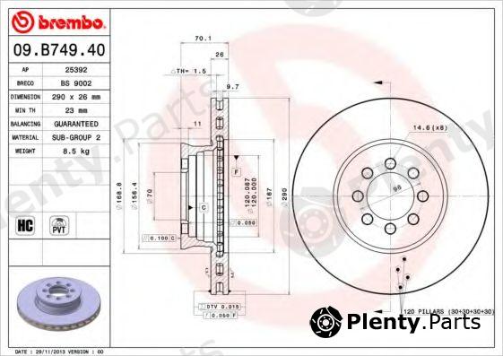  BREMBO part 09.B749.40 (09B74940) Brake Disc