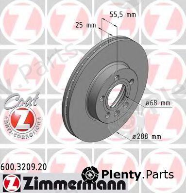  ZIMMERMANN part 600.3209.20 (600320920) Brake Disc