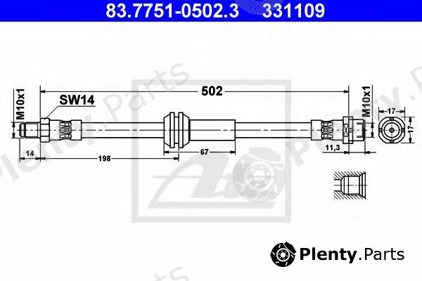  ATE part 83.7751-0502.3 (83775105023) Brake Hose