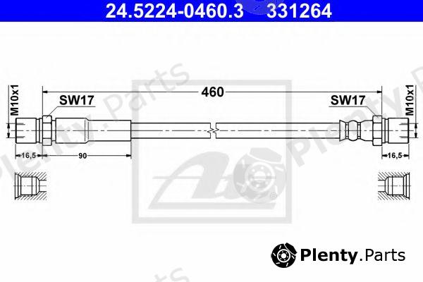  ATE part 24.5224-0460.3 (24522404603) Brake Hose