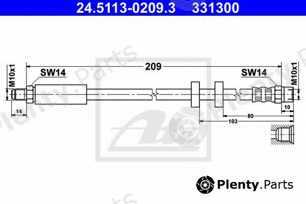  ATE part 24.5113-0209.3 (24511302093) Brake Hose