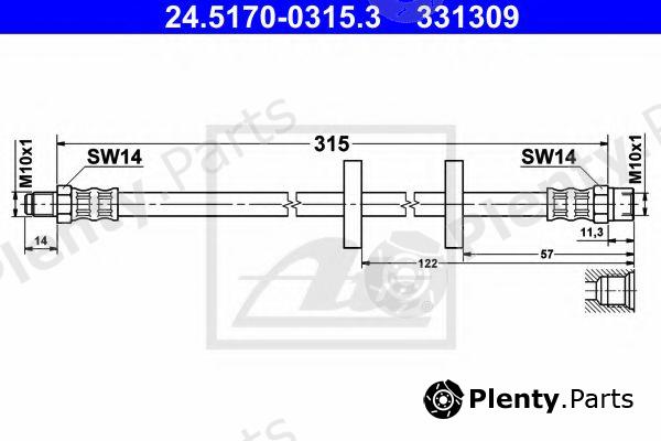  ATE part 24.5170-0315.3 (24517003153) Brake Hose