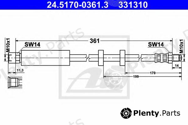  ATE part 24.5170-0361.3 (24517003613) Brake Hose
