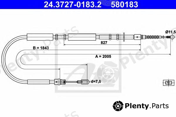 ATE part 24.3727-0183.2 (24372701832) Cable, parking brake
