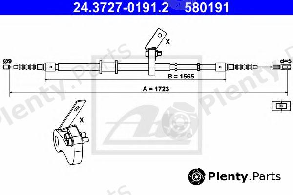  ATE part 24-3727-0191-2 (24372701912) Cable, parking brake