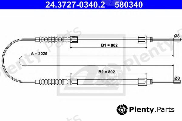  ATE part 24.3727-0340.2 (24372703402) Cable, parking brake