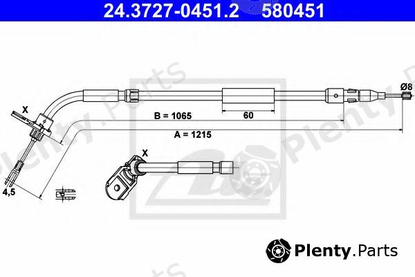  ATE part 24.3727-0451.2 (24372704512) Cable, parking brake