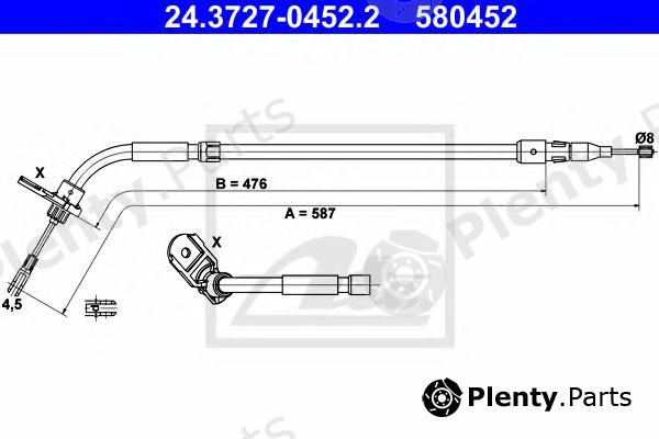  ATE part 24.3727-0452.2 (24372704522) Cable, parking brake