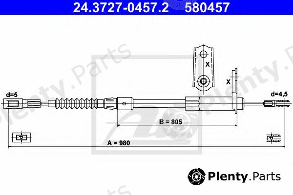  ATE part 24-3727-0457-2 (24372704572) Cable, parking brake