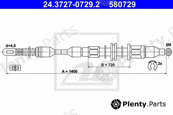  ATE part 24.3727-0729.2 (24372707292) Cable, parking brake