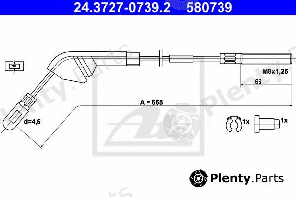  ATE part 24.3727-0739.2 (24372707392) Cable, parking brake