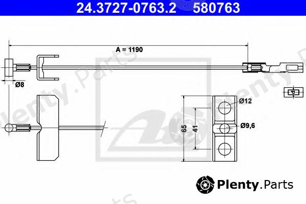 ATE part 24.3727-0763.2 (24372707632) Cable, parking brake
