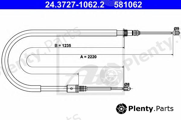  ATE part 24.3727-1062.2 (24372710622) Cable, parking brake