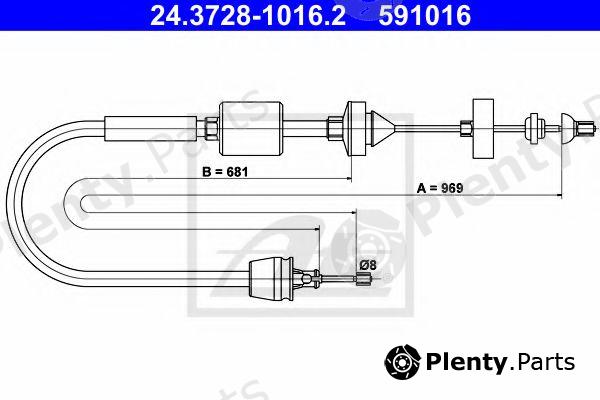  ATE part 24.3728-1016.2 (24372810162) Clutch Cable