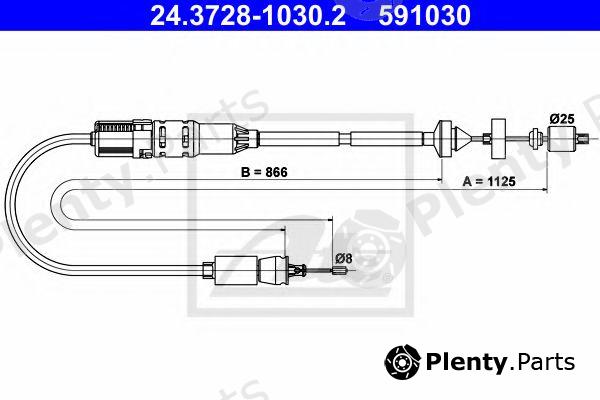  ATE part 24.3728-1030.2 (24372810302) Clutch Cable