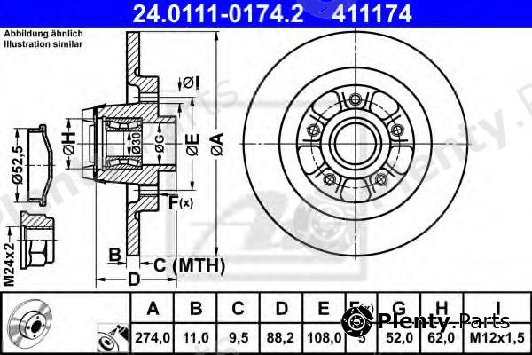  ATE part 24.0111-0174.2 (24011101742) Brake Disc