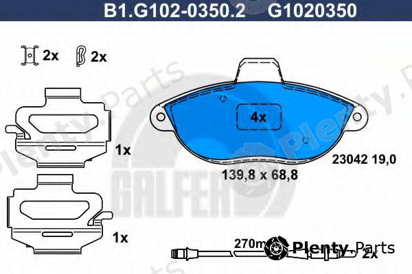  GALFER part B1.G102-0350.2 (B1G10203502) Brake Pad Set, disc brake