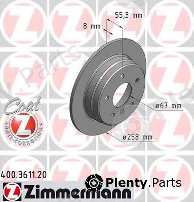  ZIMMERMANN part 400.3611.20 (400361120) Brake Disc