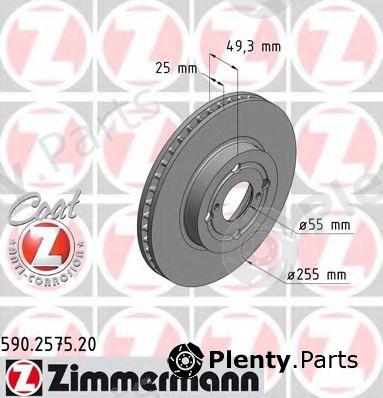  ZIMMERMANN part 590.2575.20 (590257520) Brake Disc
