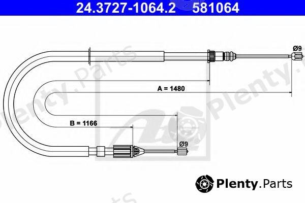  ATE part 24.3727-1064.2 (24372710642) Cable, parking brake