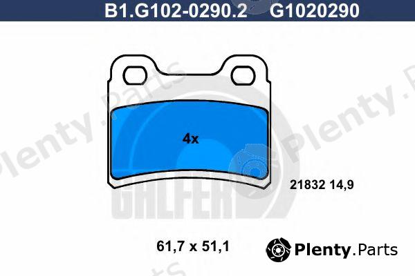  GALFER part B1.G102-0290.2 (B1G10202902) Brake Pad Set, disc brake