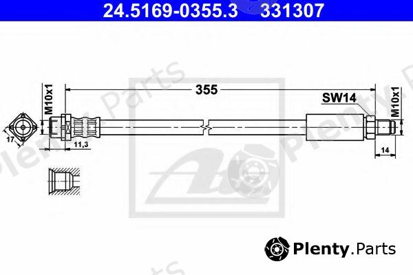  ATE part 24.5169-0355.3 (24516903553) Brake Hose