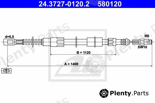 ATE part 24.3727-0120.2 (24372701202) Cable, parking brake