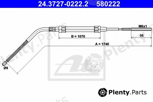  ATE part 24.3727-0222.2 (24372702222) Cable, parking brake