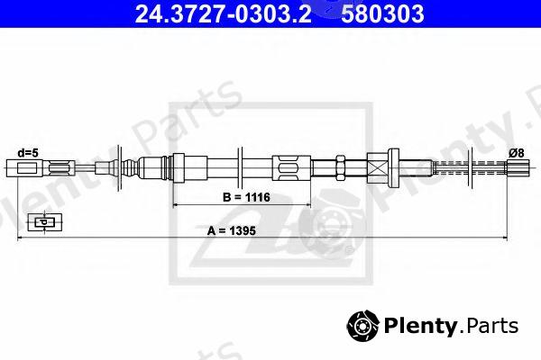  ATE part 24.3727-0303.2 (24372703032) Cable, parking brake