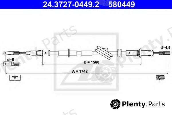  ATE part 24.3727-0449.2 (24372704492) Cable, parking brake