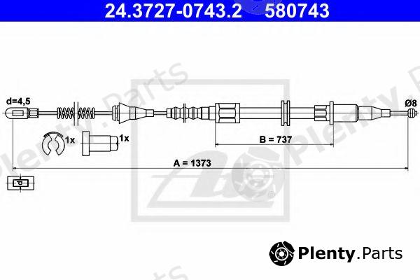  ATE part 24.3727-0743.2 (24372707432) Cable, parking brake