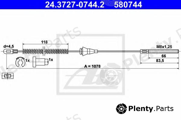  ATE part 24.3727-0744.2 (24372707442) Cable, parking brake