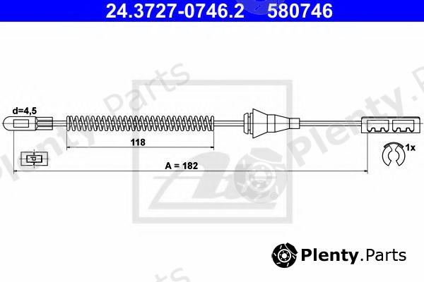  ATE part 24.3727-0746.2 (24372707462) Cable, parking brake