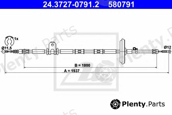  ATE part 24.3727-0791.2 (24372707912) Cable, parking brake