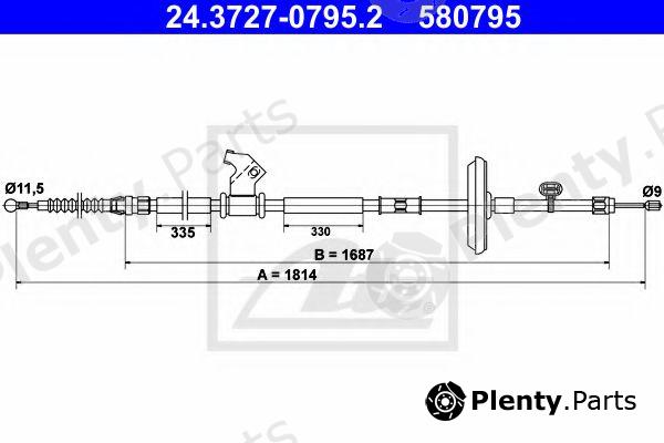  ATE part 24.3727-0795.2 (24372707952) Cable, parking brake