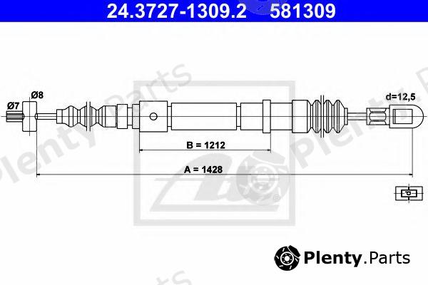  ATE part 24.3727-1309.2 (24372713092) Cable, parking brake