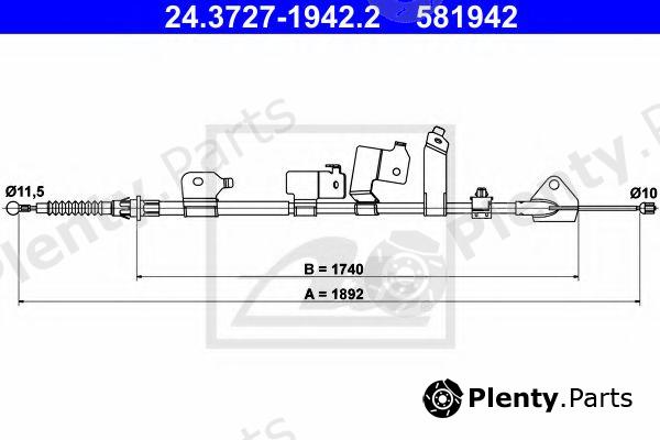  ATE part 24.3727-1942.2 (24372719422) Cable, parking brake