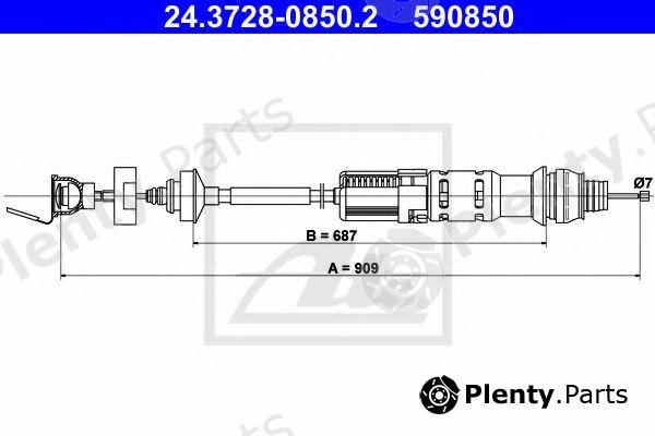  ATE part 24.3728-0850.2 (24372808502) Clutch Cable