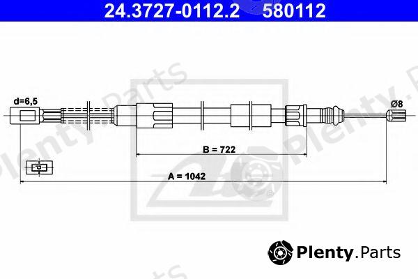  ATE part 24.3727-0112.2 (24372701122) Cable, parking brake