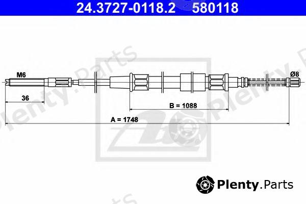  ATE part 24.3727-0118.2 (24372701182) Cable, parking brake