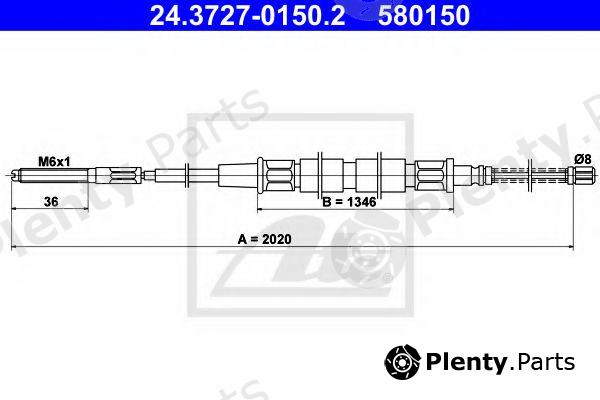  ATE part 24.3727-0150.2 (24372701502) Cable, parking brake