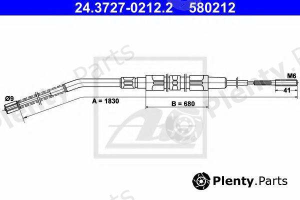  ATE part 24.3727-0212.2 (24372702122) Cable, parking brake