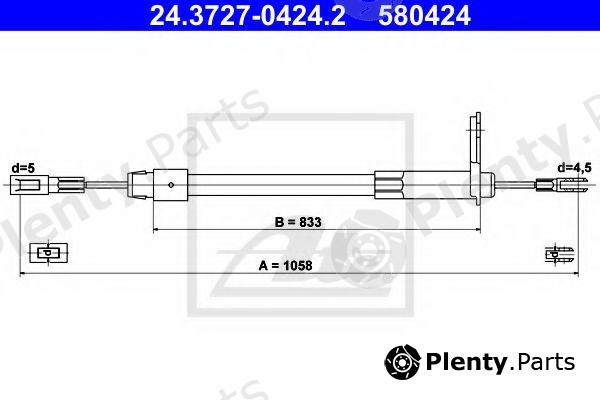  ATE part 24.3727-0424.2 (24372704242) Cable, parking brake