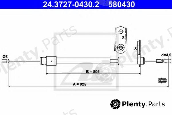  ATE part 24.3727-0430.2 (24372704302) Cable, parking brake
