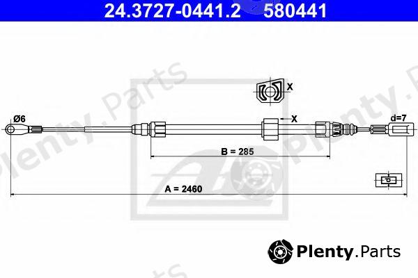  ATE part 24.3727-0441.2 (24372704412) Cable, parking brake