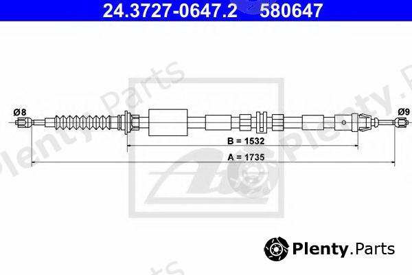  ATE part 24.3727-0647.2 (24372706472) Cable, parking brake