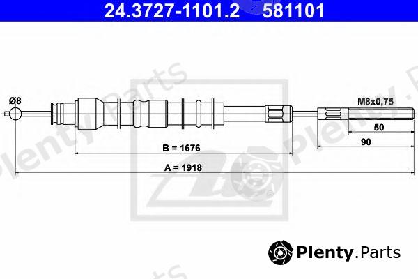  ATE part 24.3727-1101.2 (24372711012) Cable, parking brake